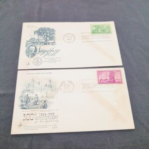 2- 1953 New York City Sagamore Hill, 300th Anniversary First Day Cover Envelopes